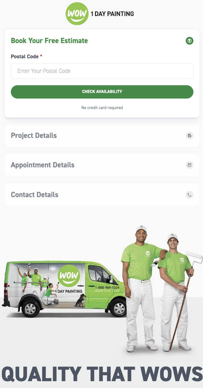 Single-page online booking engine with modern calendar interface