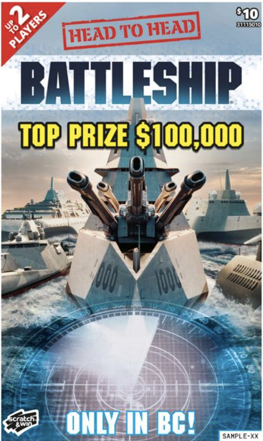 Head to Head Battleship scratch and win card